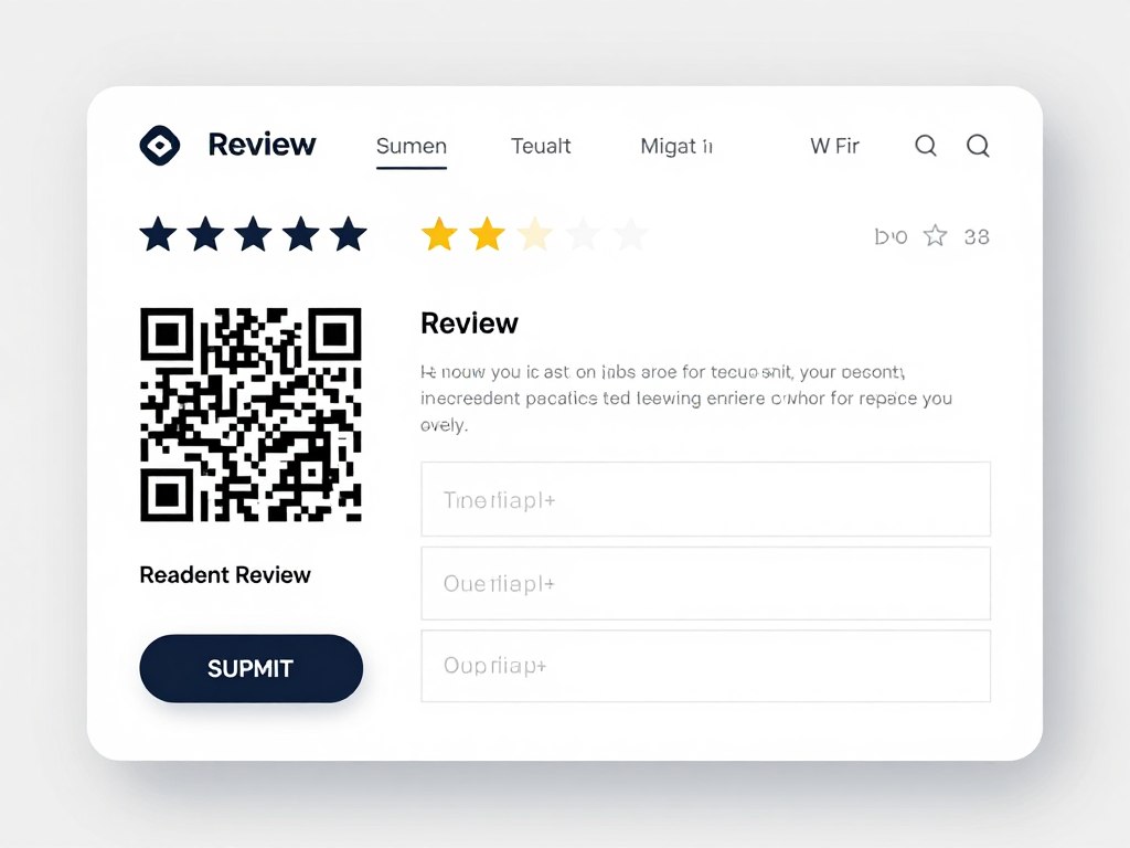 Bewertungsformular auf einer Website mit QR-Code, der direkt dorthin führt