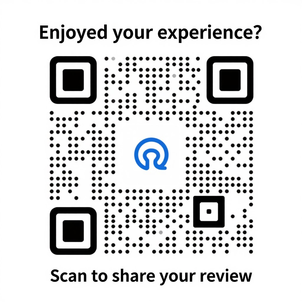 Gut gestalteter QR-Code für Bewertungen mit klarer Handlungsaufforderung