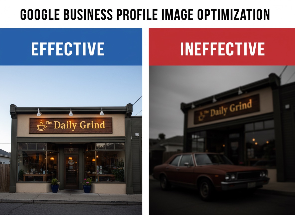 Vergleich gut und schlecht optimierter Bilder im Google-Unternehmensprofil