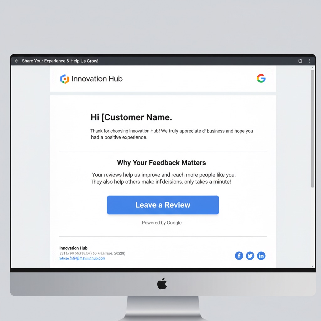 E-Mail-Vorlage mit einer deutlichen Schaltfläche für die Google-Bewertung