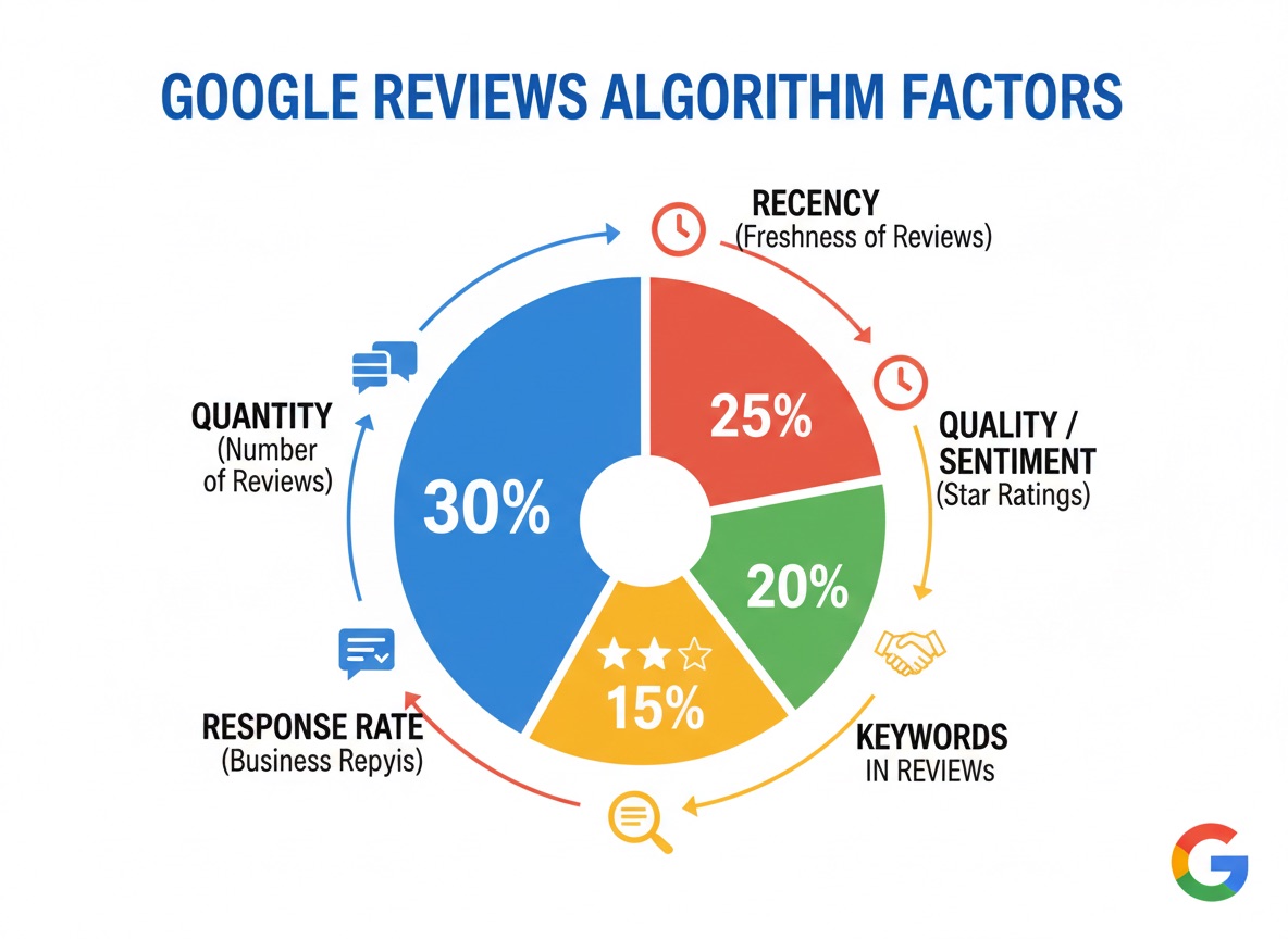 Faktoren im Algorithmus: Anzahl, Aktualität und Qualität von Google-Bewertungen