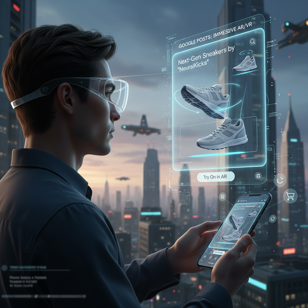 Augmented reality integration with Google Posts showing interactive 3D elements