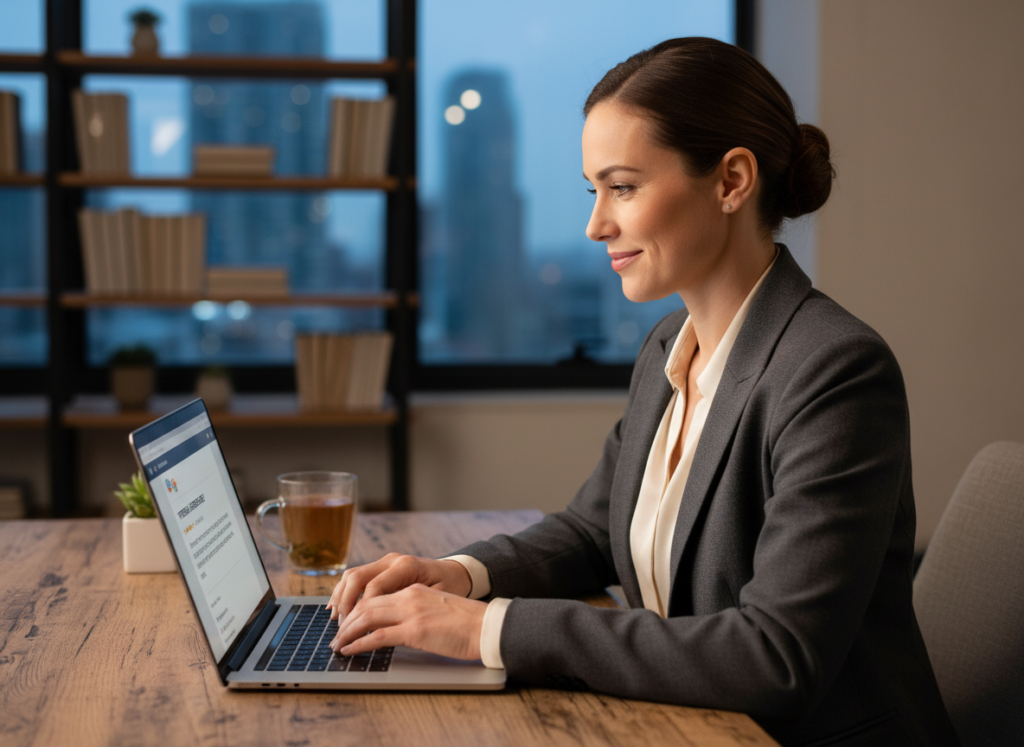 Business owner responding professionally to a review