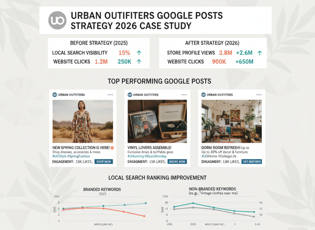 Case study showing Urban Outfitters' Google Posts strategy and results