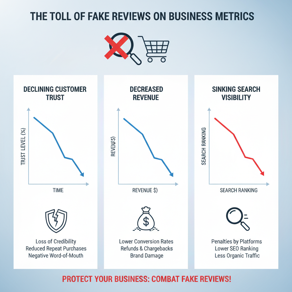 Chart showing impact of fake reviews on business revenue