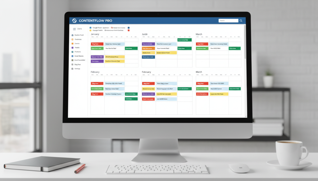 Content calendar showing Google Posts scheduled alongside other marketing activities