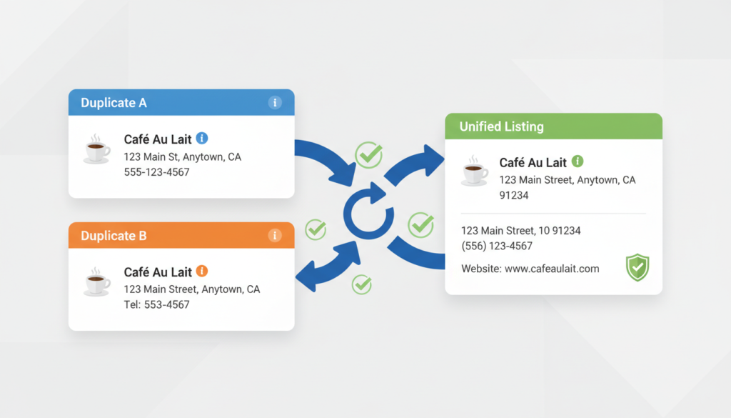 Duplicate business listings being merged