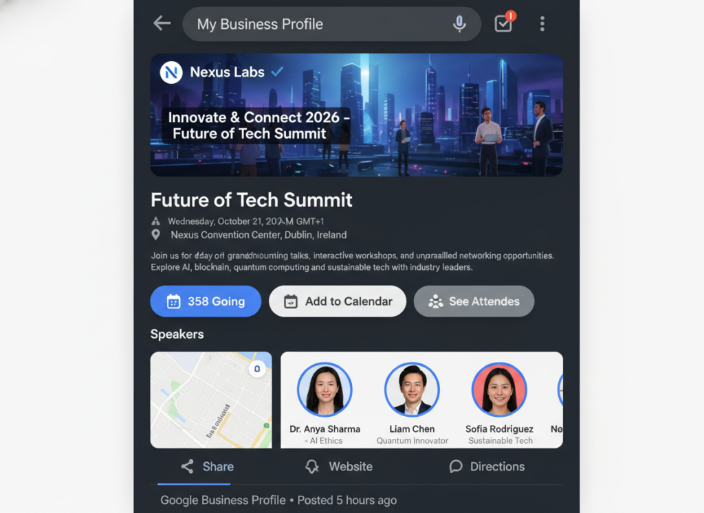 Example of an Event Post in Google Business Profile showing event details with RSVP functionality