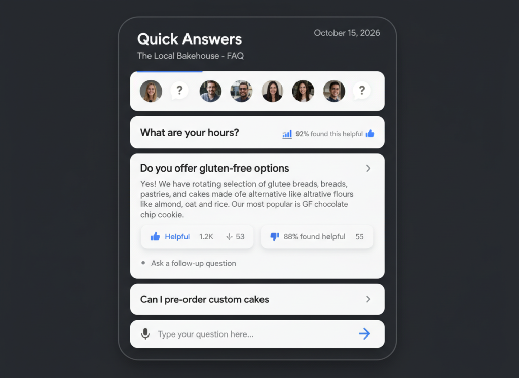 Example of an FAQ Post in Google Business Profile answering common customer questions