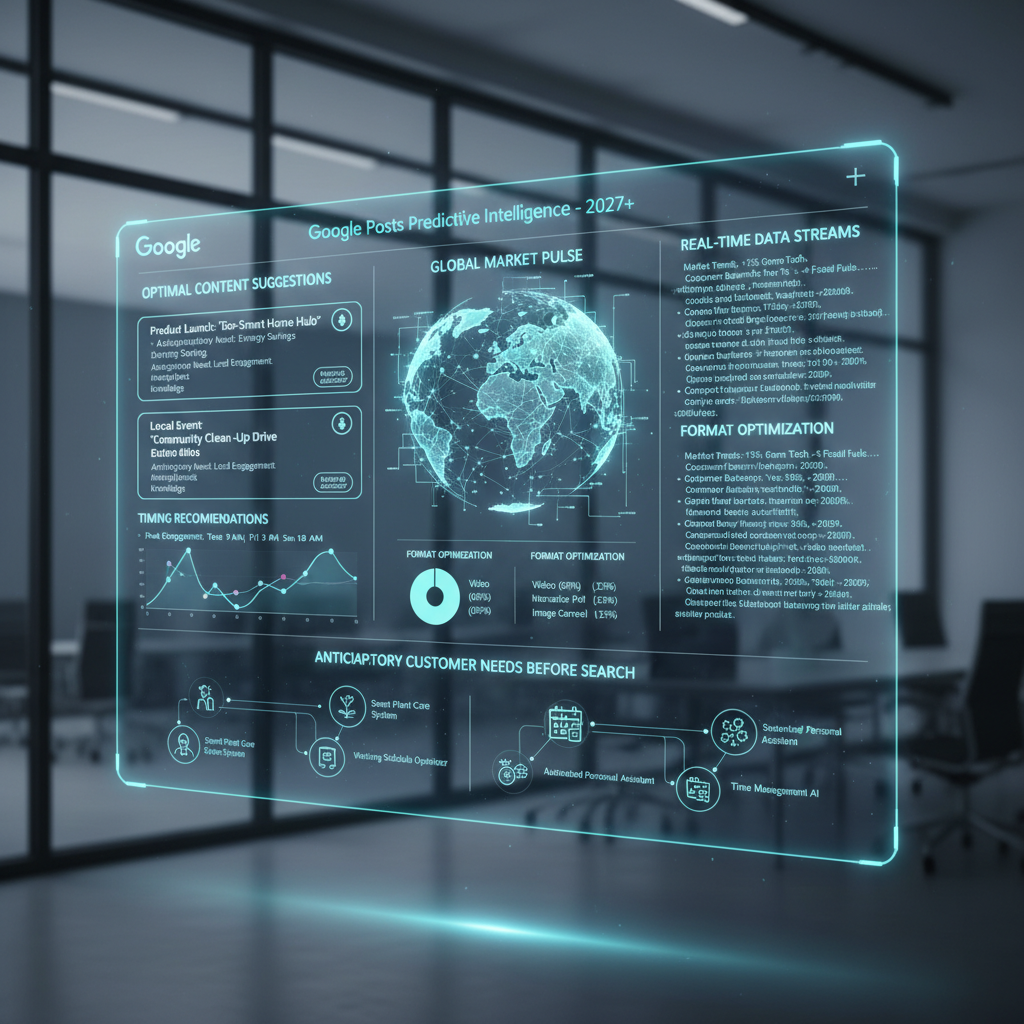 Predictive analytics for Google Posts showing AI-suggested content based on trends