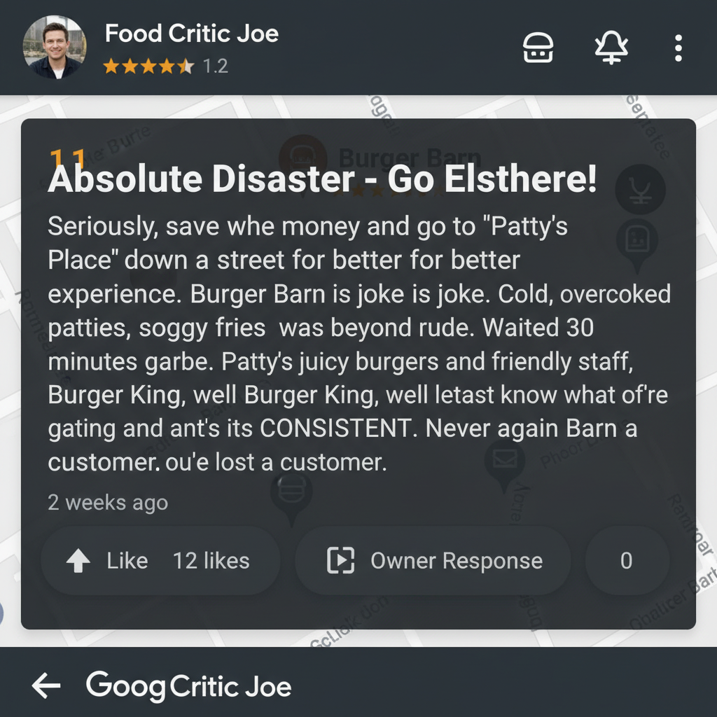 Review mentioning competitor businesses positively