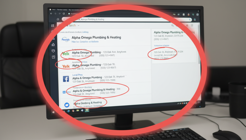 Screenshot of search results showing business listings