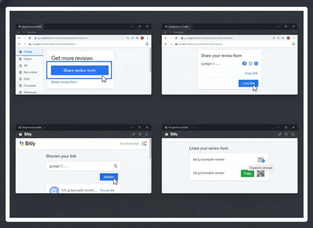 Step-by-step process of creating a Google Review link shortcut