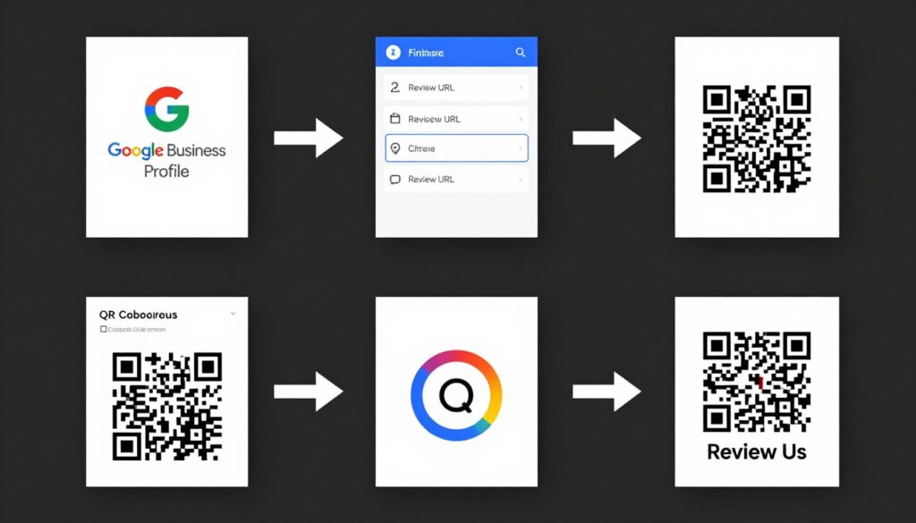 Step-by-step process of creating a QR code for Google reviews