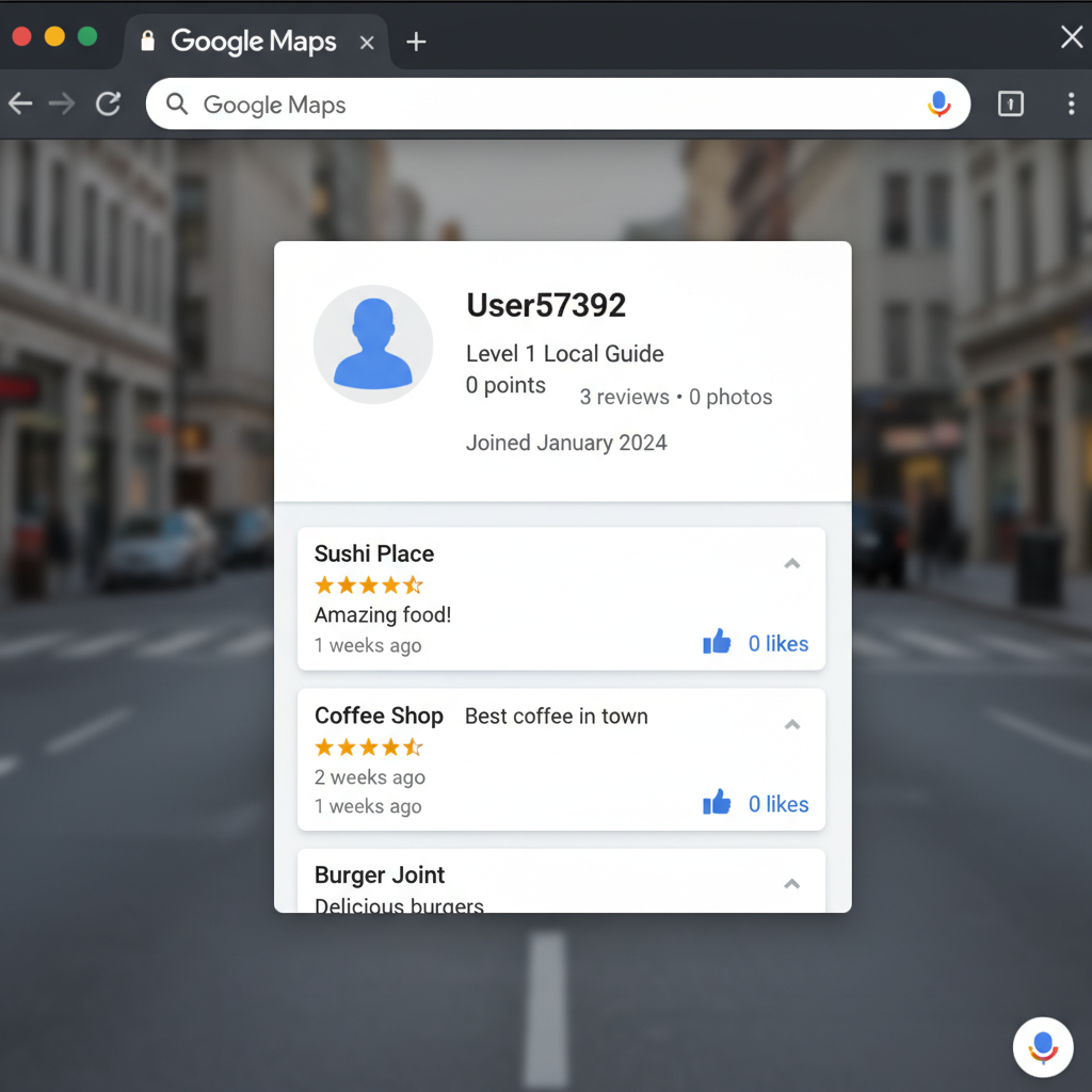 Suspicious user profile with generic avatar