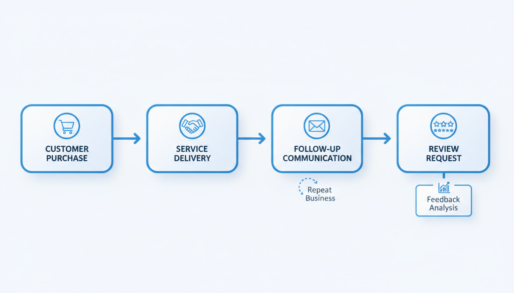 Workflow diagram showing how to integrate review requests into business processes